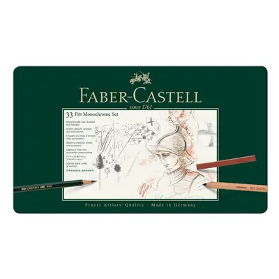 Faber-Castell sada na kreslení Pitt Monochrome v plechové krabičce 33 ks - 1 sada