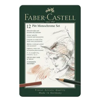 Faber-Castell sada na kreslení Pitt Monochrome v plechové krabičce 12 ks - 1 sada