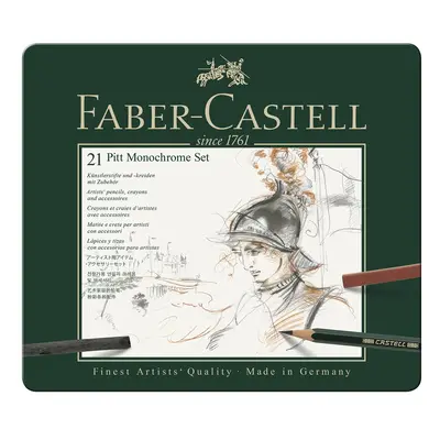 Faber-Castell sada na kreslení Pitt Monochrome v plechové krabičce 21 ks - 1 sada