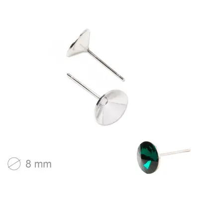 Rivoli náušnicové puzety 8mm rhodium - 1 pár