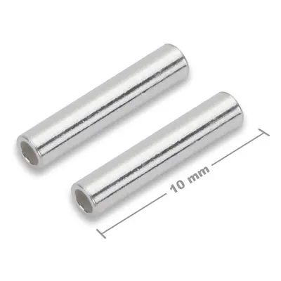 Stříbrná rovná distanční trubička 10 x 2 mm - 2 ks