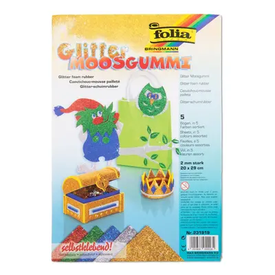 Moosgummi pěnová guma samolepící 5 listů gliter BASIC - 1 balení