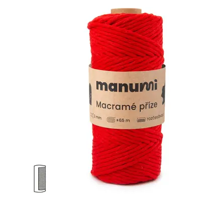 Manumi Macramé příze stáčená 3mm červená - 1 ks