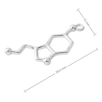 Stříbrný přívěsek chemický vzorec serotonin - 5 ks