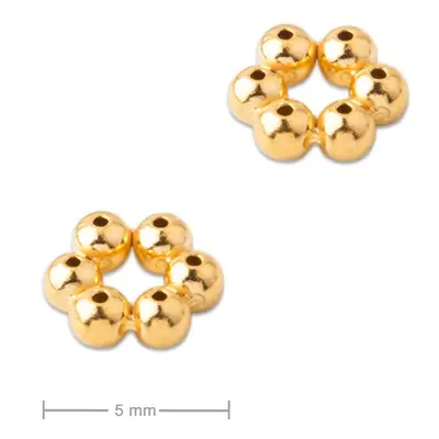 Stříbrný distanční kroužek 5 x 2 mm pozlacený 24K zlatem - 10 ks