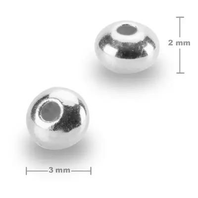 Stříbrný korálek 3 x 2 mm - 20 ks