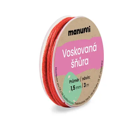 Manumi Voskovaná šňůra 1,5mm/3m červená - 1 ks