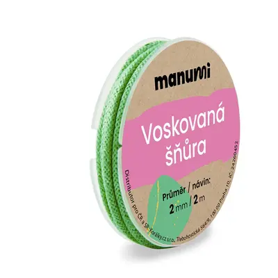 Manumi Voskovaná šňůra 2mm/2m světle zelená - 1 ks