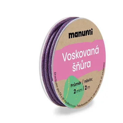 Manumi Voskovaná šňůra 2mm/2m fialová - 5 ks