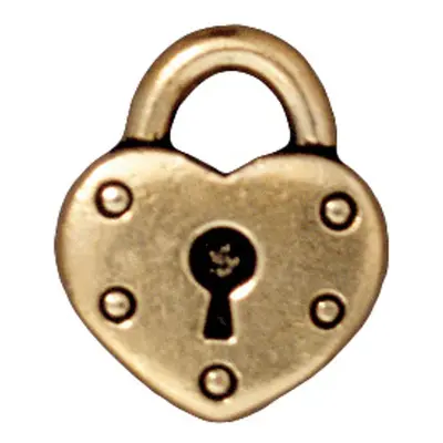 TierraCast přívěsek Heart Lock starozlatý - 1 ks