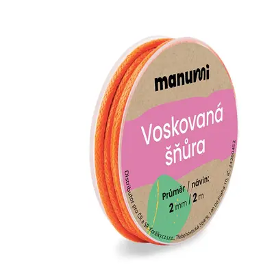 Manumi Voskovaná šňůra 2mm/2m oranžová - 1 ks