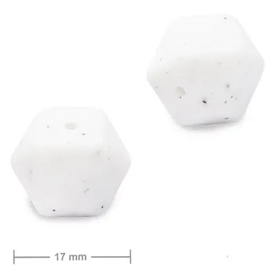 Silikonové korálky hexagon 17mm White Galaxy - 10 ks