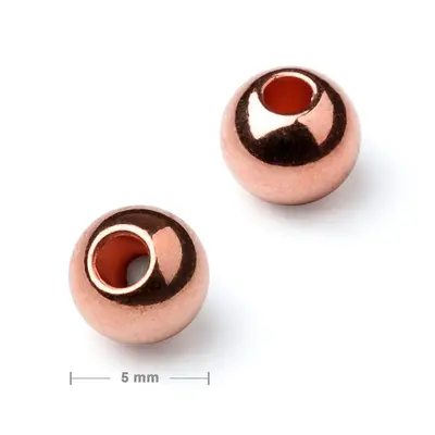 Kovový korálek plný 5mm v barvě rose gold - 60 ks