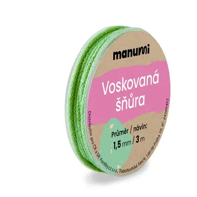 Manumi Voskovaná šňůra 1,5mm/3m světle zelená - 5 ks