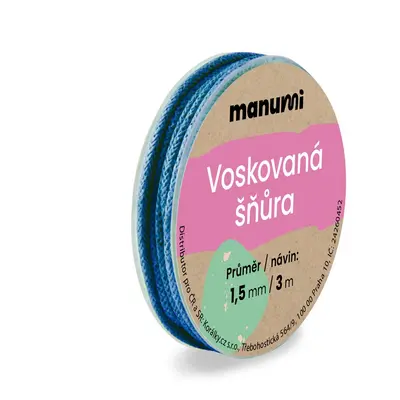 Manumi Voskovaná šňůra 1,5mm/3m tmavě modrá - 5 ks