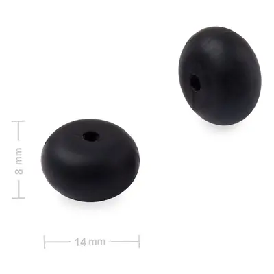 Silikonové korálky rondelky 14x8mm Black - 20 ks