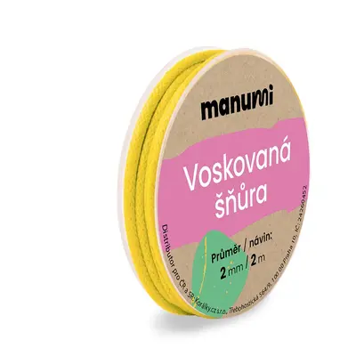 Manumi Voskovaná šňůra 2mm/2m žlutá - 1 ks