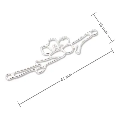 Amoracast spojovací díl květ třešně 41x16mm stříbrný - 1 ks