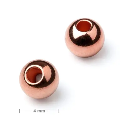 Kovový korálek plný 4mm v barvě rose gold - 80 ks