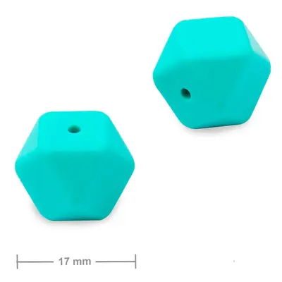 Silikonové korálky hexagon 17mm Turquoise - 10 ks