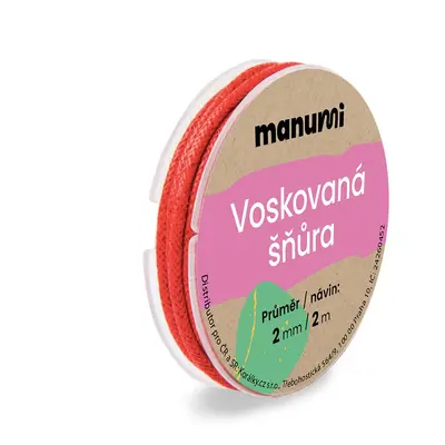 Manumi Voskovaná šňůra 2mm/2m červená - 5 ks