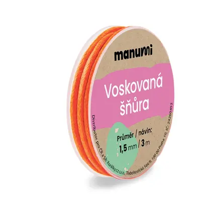 Manumi Voskovaná šňůra 1,5mm/3m oranžová - 5 ks