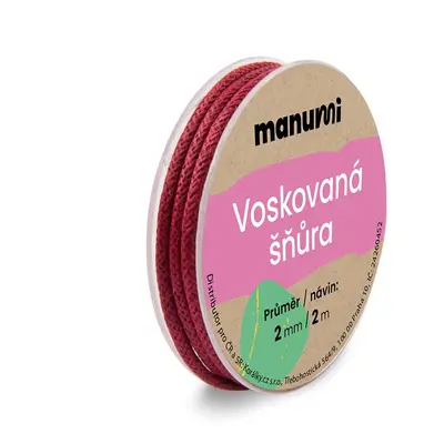 Manumi Voskovaná šňůra 2mm/2m bordo - 5 ks