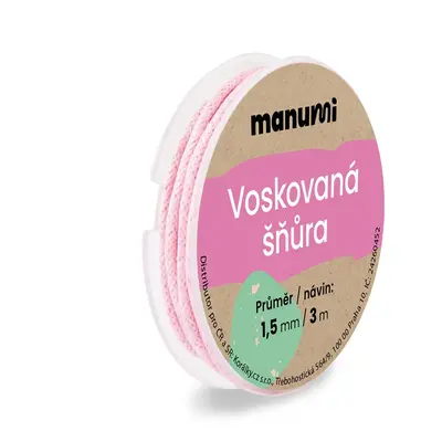 Manumi Voskovaná šňůra 1,5mm/3m světle růžová - 5 ks