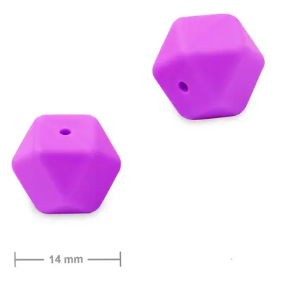 Silikonové korálky hexagon 14mm Lavender - 3 ks