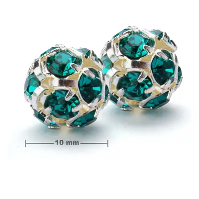 Manumi štrasová kulička 10 mm stříbrná Blue Zircon - 1 ks