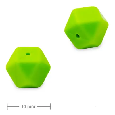 Silikonové korálky hexagon 14mm Chartreuse Green - 15 ks