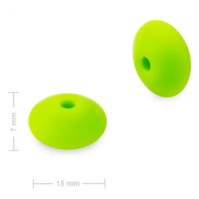 Silikonové korálky lentilky 12x7mm Chartreuse Green - 30 ks