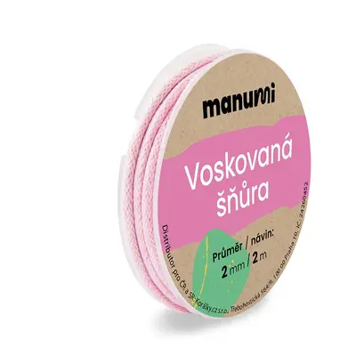 Manumi Voskovaná šňůra 2mm/2m světle růžová - 5 ks