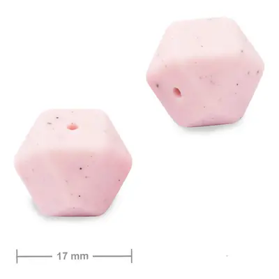 Silikonové korálky hexagon 17mm Galaxy Pink - 10 ks