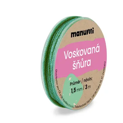 Manumi Voskovaná šňůra 1,5mm/3m zelená - 5 ks