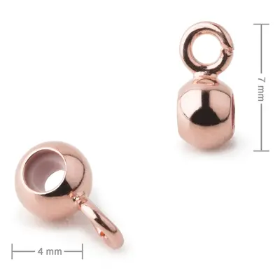 Kovový korálek se silikonem a ověsem 4mm v barvě rose gold - 40 ks