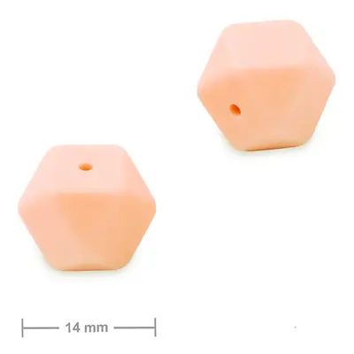 Silikonové korálky hexagon 14mm Sweet Peach - 3 ks