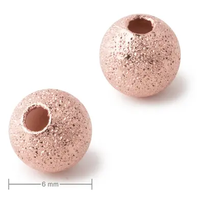 Kovový korálek stardust 6mm v barvě rose gold - 6 ks