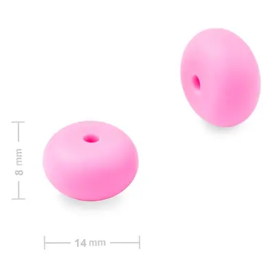 Silikonové korálky rondelky 14x8mm Candy Pink - 4 ks