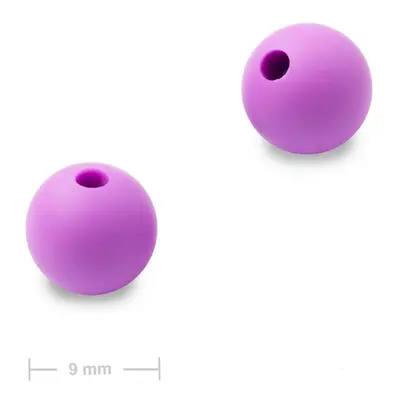 Silikonové kulaté korálky 9mm Light Violet - 30 ks