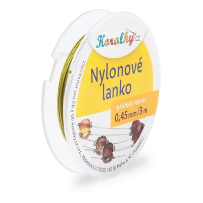 Nylonové lanko 0,45mm/3m žlutozelené č.8 - 5 ks