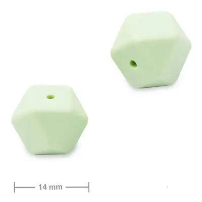 Silikonové korálky hexagon 14mm Light Sea Green - 15 ks