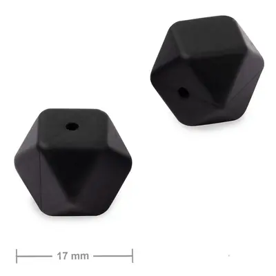 Silikonové korálky hexagon 17mm Black - 2 ks