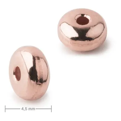 Kovový korálek donut 4,5mm v barvě rose gold - 60 ks