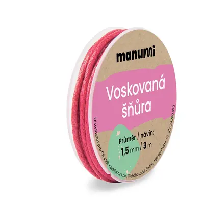 Manumi Voskovaná šňůra 1,5mm/3m růžová - 1 ks