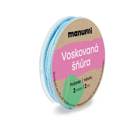 Manumi Voskovaná šňůra 2mm/2m světle modrá - 5 ks