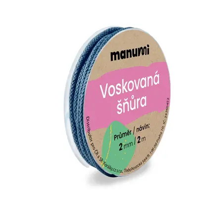 Manumi Voskovaná šňůra 2mm/2m tmavě modrá - 5 ks