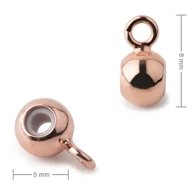 Kovový korálek se silikonem a ověsem 5mm v barvě rose gold - 30 ks