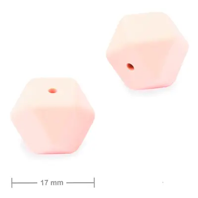 Silikonové korálky hexagon 17mm Petal Pink - 2 ks