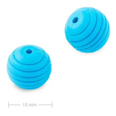 Silikonové kulaté korálky s vroubky 15mm Sky Blue - 2 ks